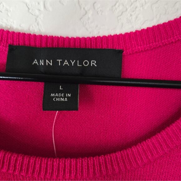 Ann Taylor Flounce Sleeveless Sweater Dress Size Large Bright Pink NWT - Picture 7 of 12